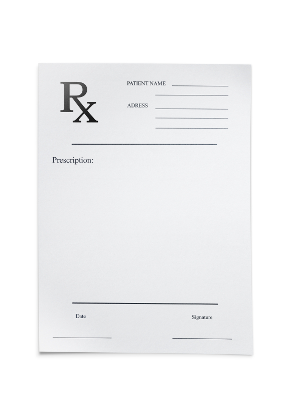 Blank Prescription Over White Background 